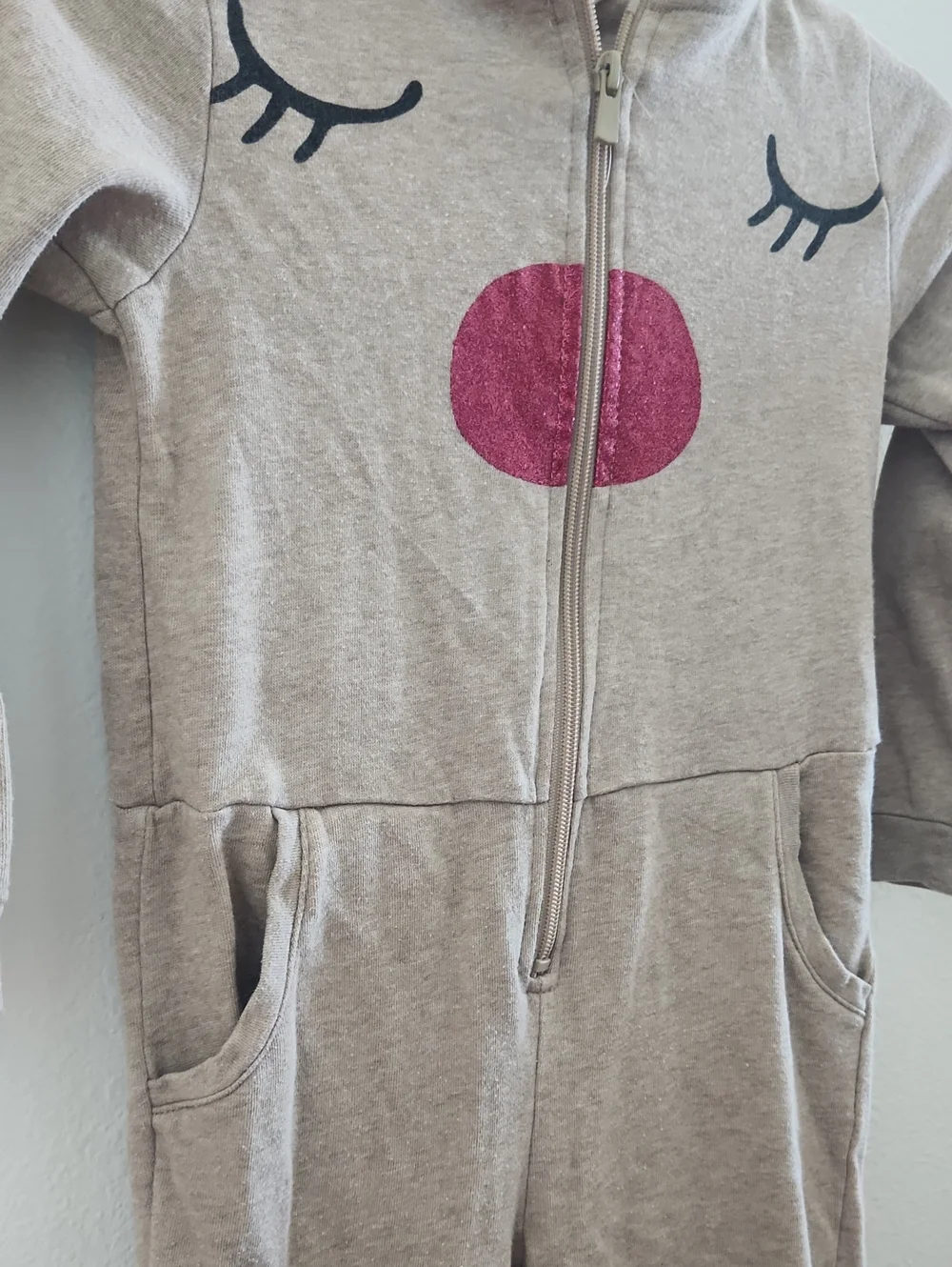 H&M Beige Hooded Kids Reindeer Onesie 5-6Y